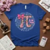 Pi 3.14 31459 t-shirt design with floral pi symbol and surrounding science graphics