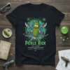Pickle Rick I'm A Scientist t-shirt with cartoon pickle character holding weapons and surrounded by science symbols