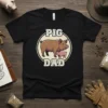 Pig Dad t-shirt design featuring a large brown pig and a small pink pig within a circle, with "PIG DAD"