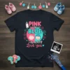 Gender reveal t-shirt with "PINK OR BLUE I ALREADY Love you" text and cute baby graphics