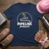 Pipeline Princess t-shirt design with oil pump jack and pipes, for oilfield workers