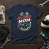 Pit Crew Mom t-shirt design with vintage race car and checkered flags
