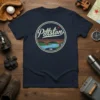 Pittston PA t-shirt design with a circular emblem featuring a bridge over a river and the text Pittston PA