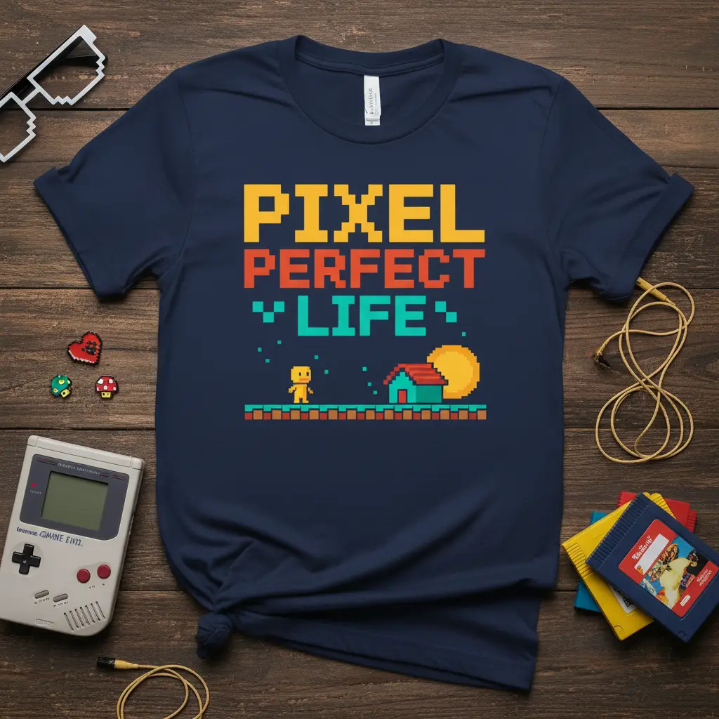 Pixel Perfect Life T-Shirt Retro 8 Bit Gaming Gift
