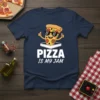 Pizza Is My Jam text with a cartoon pizza slice character wearing sunglasses, giving a thumbs up