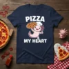 Pizza My Heart t-shirt with a cute axolotl character wearing a chef hat and holding a pizza, with white text