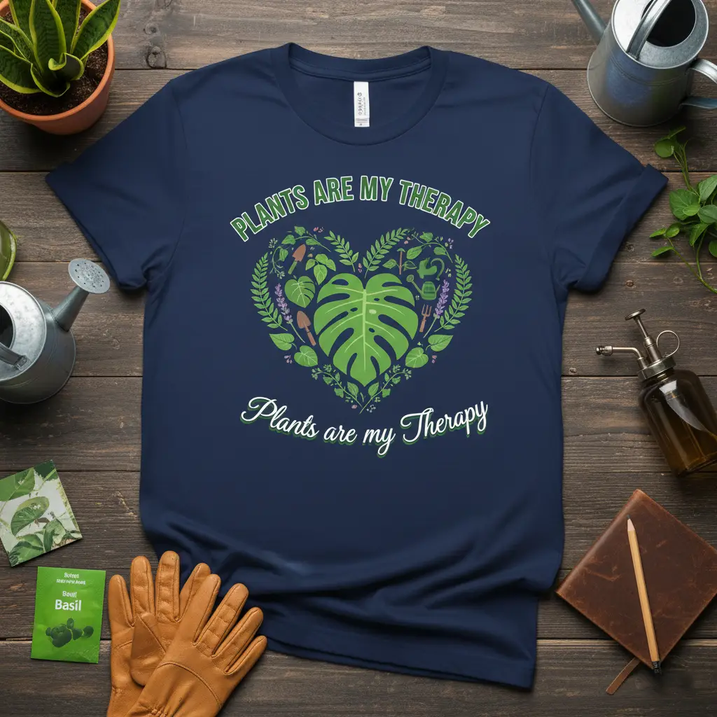 Plants Are My Therapy Heart T-Shirt Gardener Gift