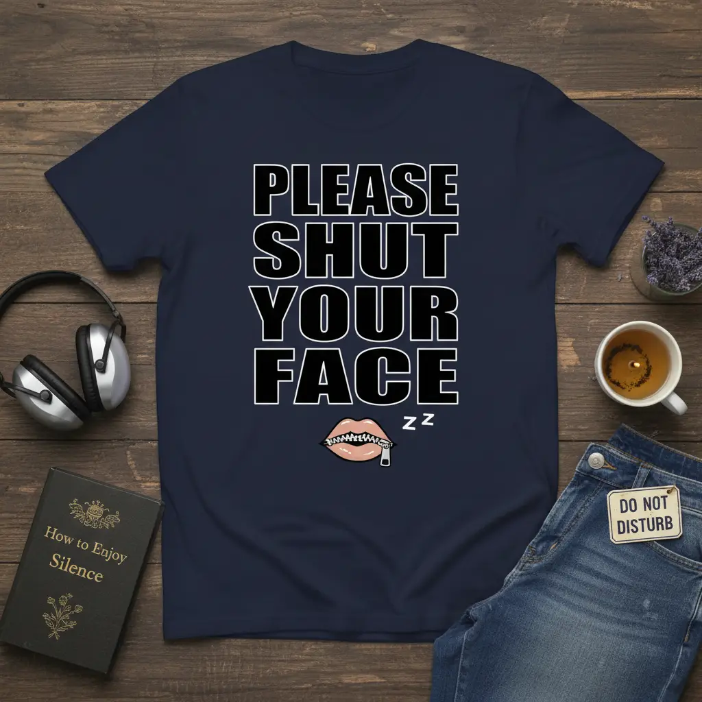 Please Shut Your Face Funny Quote T-Shirt Sarcastic Gift