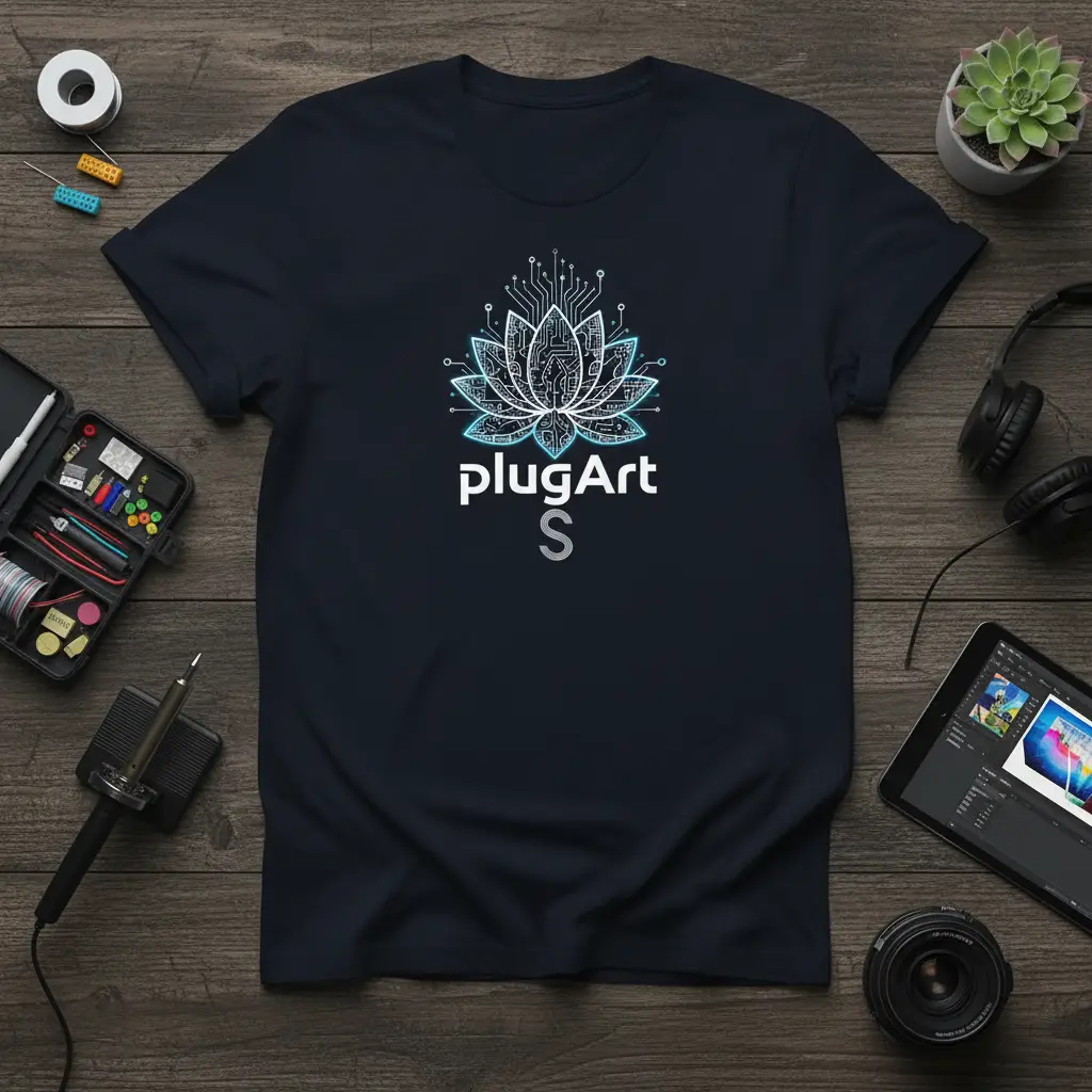 Plugart S Tech Lotus T-Shirt Unique Digital Art Gift