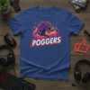 Poggers gaming t-shirt with a purple dragon and bold text, designed for gamers