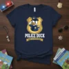 Police Duck Quack Law Enforcement T-Shirt featuring a cartoon duck in a police uniform saluting within a golden badge