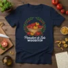 Pomodori di Sole WOODITOF T-Shirt featuring a bowl of ripe tomatoes and cherries in a wreath, with Italian text