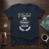 Potential Power Worth inspirational quote t-shirt with upward arrows and laurel wreath design
