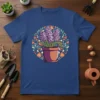 Potted hyacinth flower design with decorative circular pattern of hearts and leaves, botanical spring bloom theme