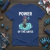 Power Of The Abyss anime t-shirt design with a woman wielding water magic in swirling blue water