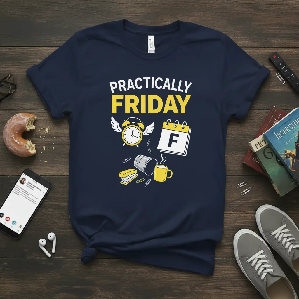 Practically Friday Funny Work Week T-Shirt Gift