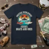 Prestige Worldwide Presents Boats and Hoes t-shirt with a retro sunset graphic of boats on the water