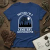 Pretend I'm a Cemetery Groundskeeper t-shirt with a spooky graveyard scene graphic