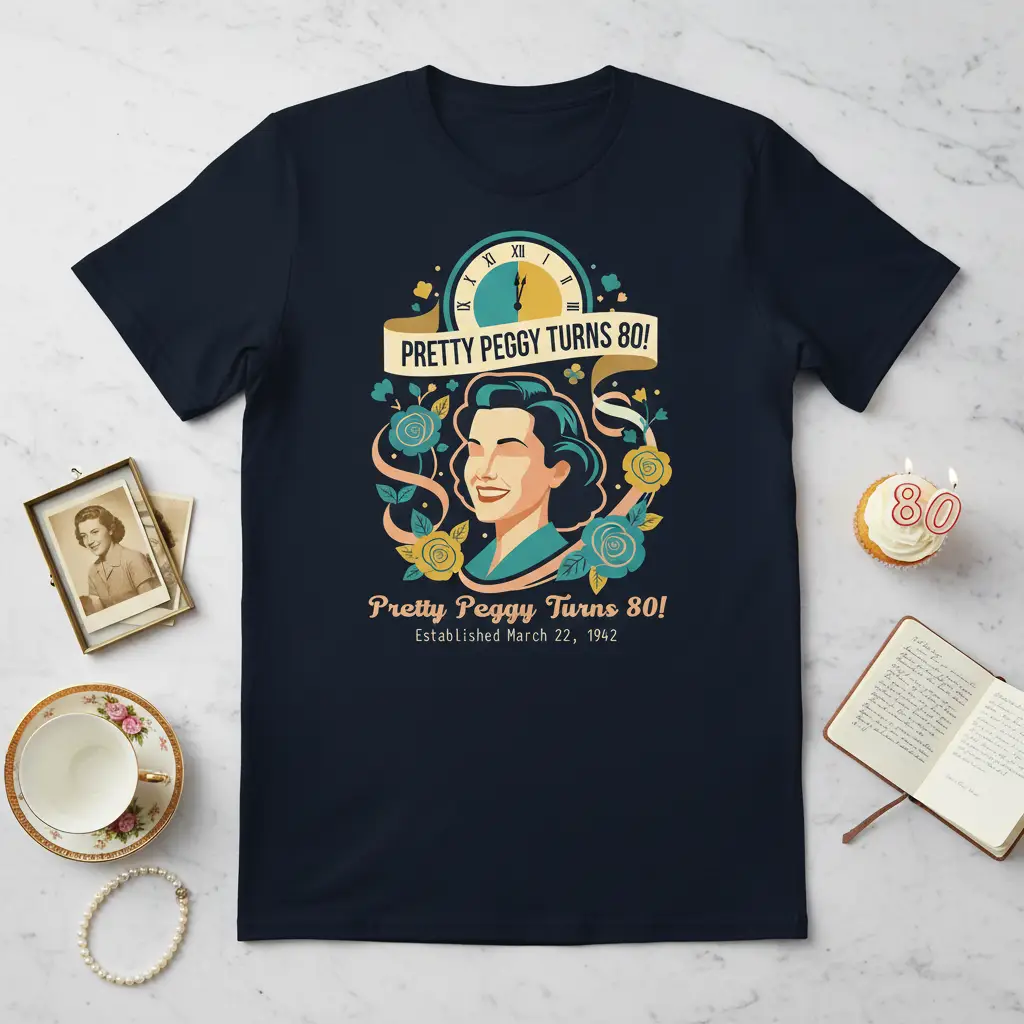 Pretty Peggy Turns 80! Established 1942 Birthday T-Shirt
