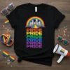 PRIDE PRIDE PRIDE PRIDE PRIDE PRIDE bold graphic design printed on comfortable cotton t-shirt