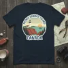 Prince Edward Island Canada t-shirt design with a lighthouse on a cliff overlooking the ocean, featuring the text "Prince Edward