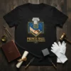 Black t-shirt with Prince Hall Worldwide Brotherhood logo, featuring a handshake and Masonic symbols