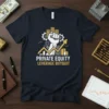 Private Equity Leverage BuybjjT text with a fist holding coins and financial graph on a navy t-shirt