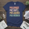 Pro Choice Pro Love Pro Science Pro Women text design with vintage distressed font and floral elements