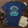 Production Assistant By Day Exhausted By Night t-shirt with camera lens and coffee cup graphics