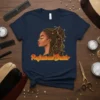 Professional Braider T-Shirt featuring a side profile of a woman with intricate braided hair, adorned with gold stars