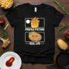 Profile Picture Real Life T-Shirt design showing a happy french fry profile pic and a sad potato real life graphic