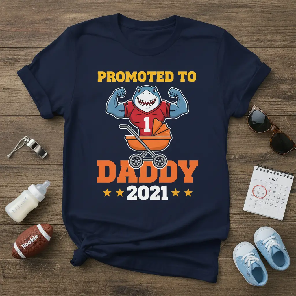 Promoted to Daddy 2021 Shark T-Shirt New Dad Gift