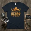 Promoted to Daddy Est. 2026 t-shirt design with cowboy hat and antlers graphic