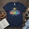 Promoted to Grandad Est. 2025 T-Shirt with crown graphic and rainbow text