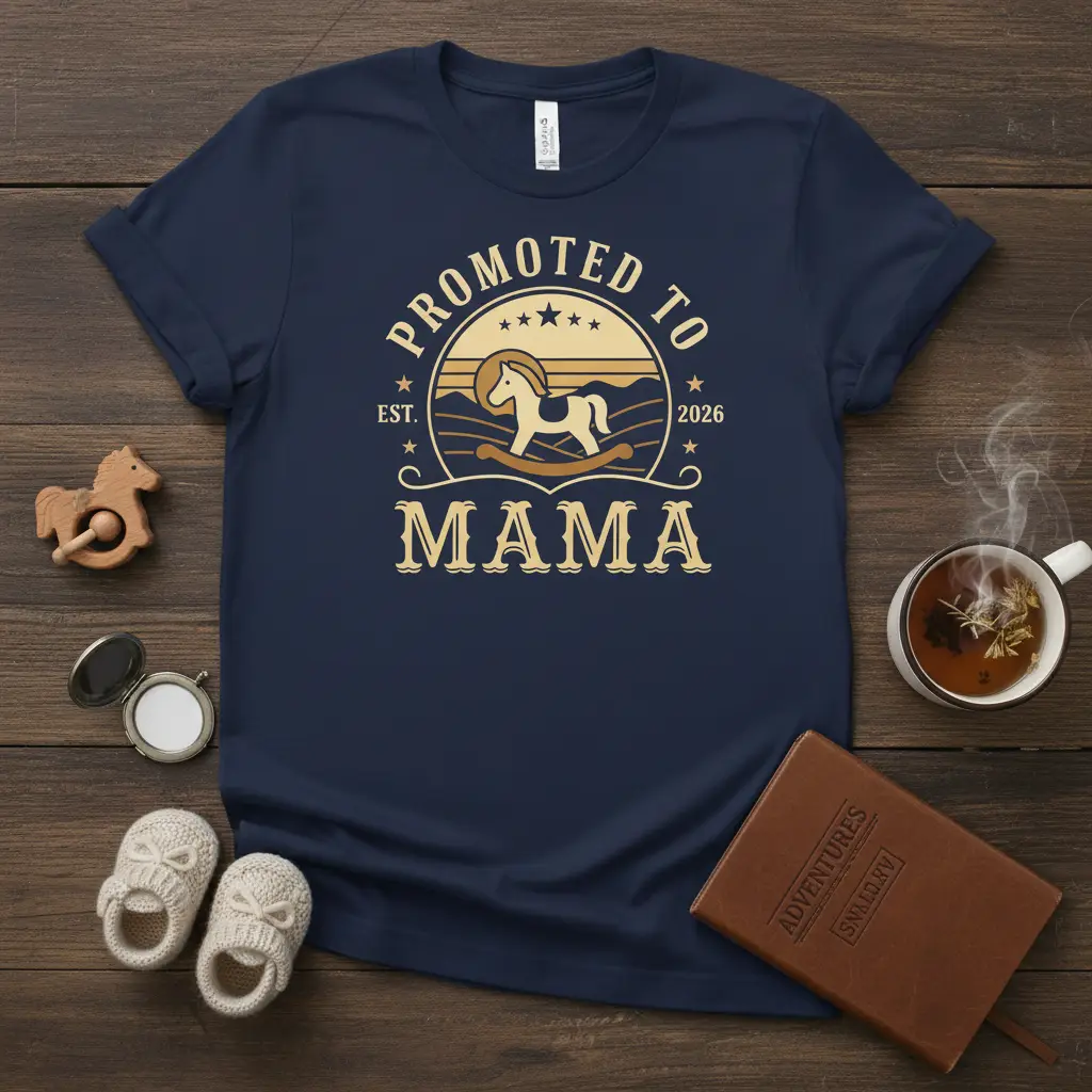 Promoted to Mama Est 2026 Rocking Horse Tee