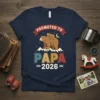 Promoted to Papa 2026 t-shirt design with a bear and cub graphic, mountains, and stars