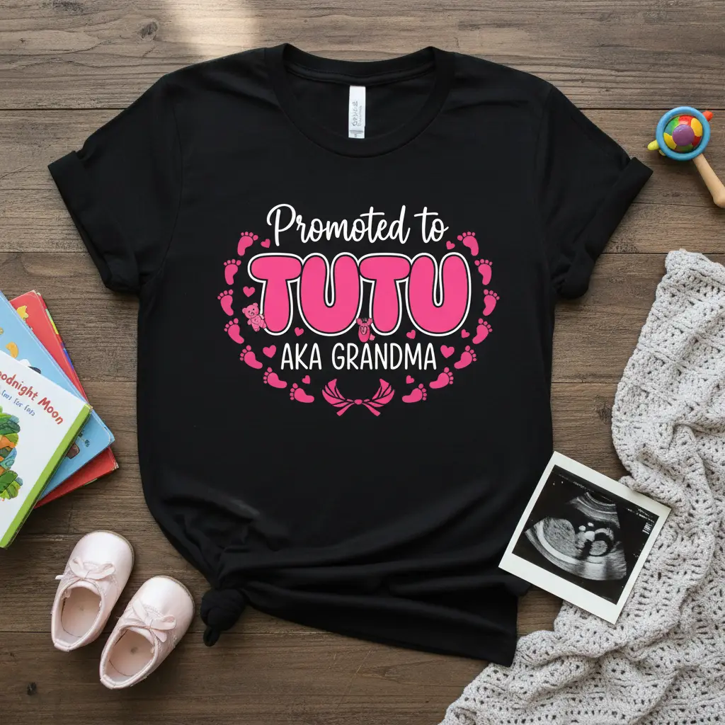 Promoted to Tutu Aka Grandma T-Shirt New Grandma Gift