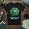 Protect Our Blue Planet Water Is Life T-Shirt design featuring a lush Earth illustration surrounded by a water splash and