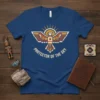 Protector of the Sky T-Shirt with a Native American-inspired eagle graphic and sunburst, dark blue tee