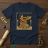 Protectress Goddess Ancient Power text with Egyptian winged goddess graphic on navy t-shirt