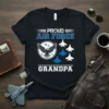 Proud Air Force Grandpa t-shirt with eagle emblem and fighter jets graphic