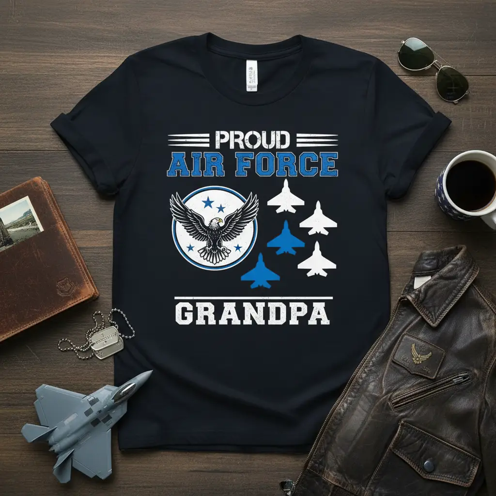 Proud Air Force Grandpa T-Shirt Gift for Military Grandparents