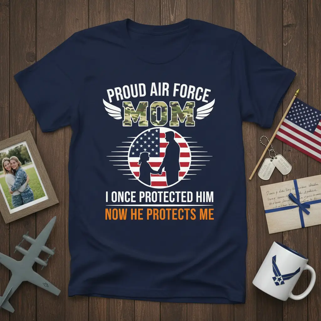 Proud Air Force Mom I Once Protected Him Now He Protects Me T-Shirt