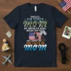 Proud Air Force Mom T-Shirt with text "My Favorite Hero Wears Dog Tags And Combat Boots She Calls Me Mom"