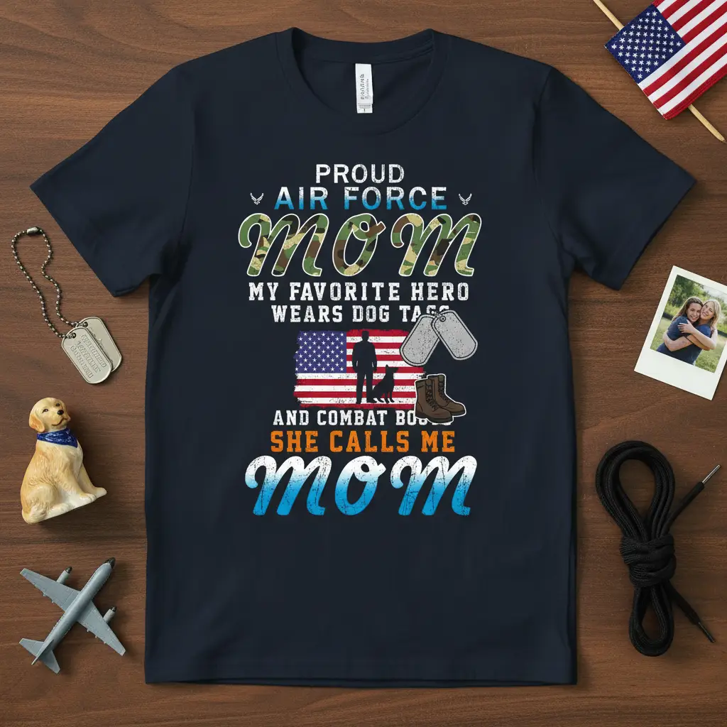 Proud Air Force Mom My Favorite Hero T-Shirt Military Gift