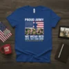 Proud Army Dad Wear Red Until They Come Home t-shirt design with American flag and soldier silhouette