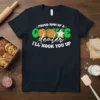 Proud Mom of a Cookie Dealer I'll Hook You Up text design with cookie graphics on a dark t-shirt