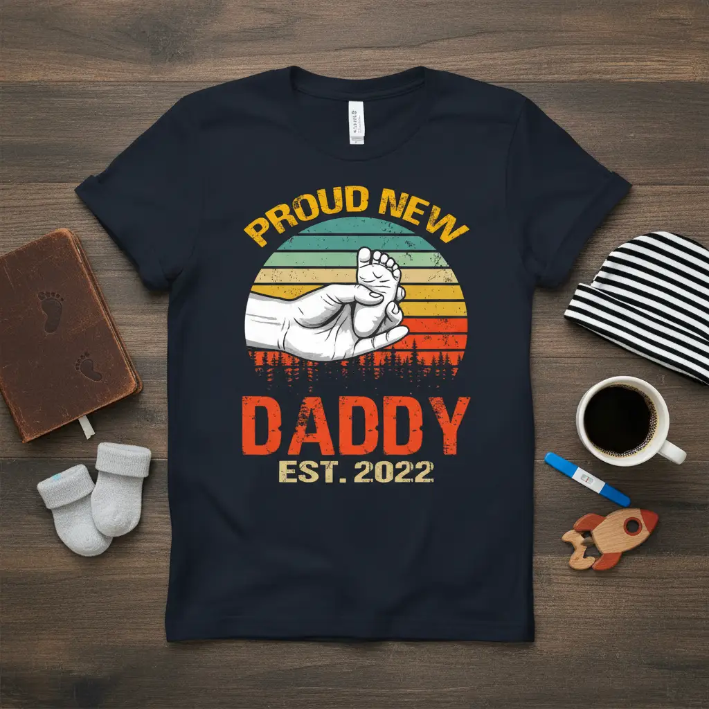 Proud New Daddy Est. 2022 T-Shirt Fatherhood Gift