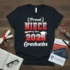 Proud Niece of Two 2025 Graduates text design with graduation cap and diploma graphic