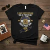 Proud Police Mom t-shirt with text "I Once Protected Him, Now He Protects Me" and police badge graphic